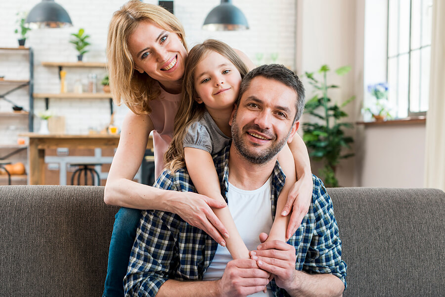 A family relaxing at home